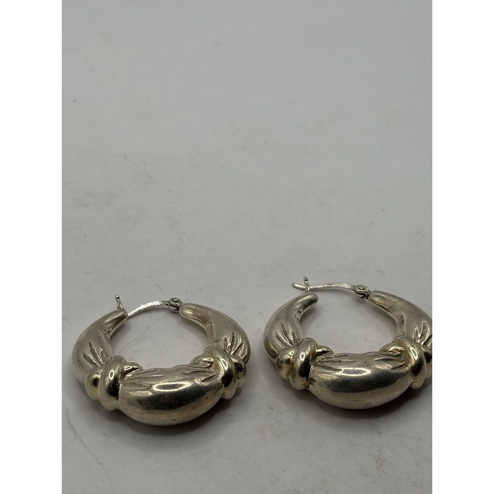 Sterling Silver with gold tone Shrimp Form Hoop Earrings 925